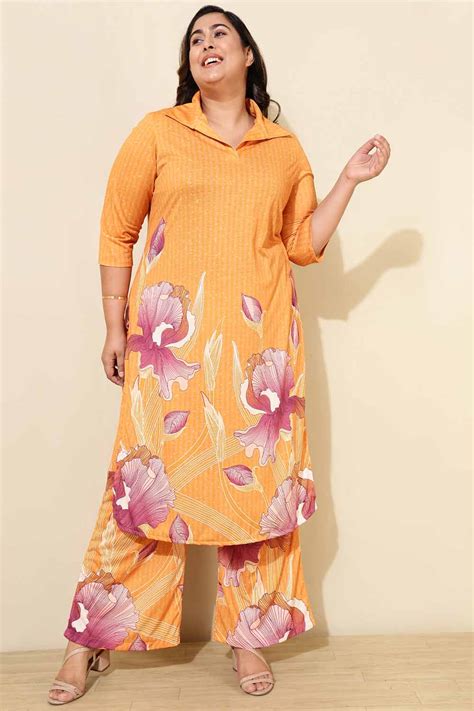 Plus Size Pink Yellow Floral Co-ord Set