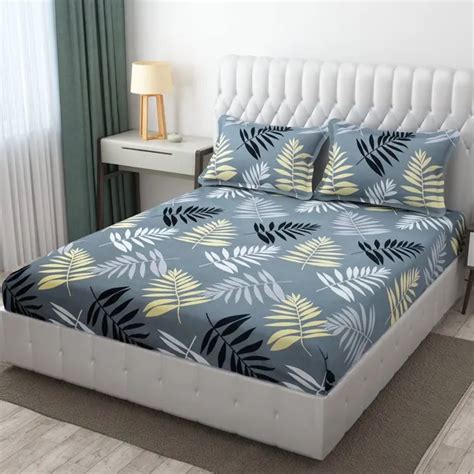 Wellnest 220TC Premium Elastic Fitted 100% Cotton Feel Printed King ...