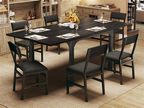 Amazon.com - 7-Piece Dining Table Set for 4-6, Extendable Kitchen Table ...