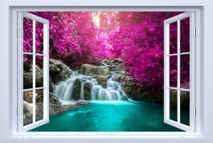Grand Pixels 6 cm Waterfalls With Red Background View Self Adhesive ...