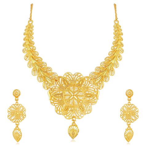 APARA Gold Plated Traditional Choker Necklace One Gram Jewellery Set ...