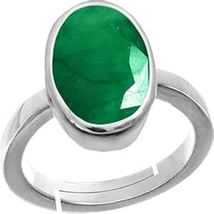 Anuj Sales 7.25 Ratti 6.30 Carat Emerald Ring Panna Stone Silver Ring ...