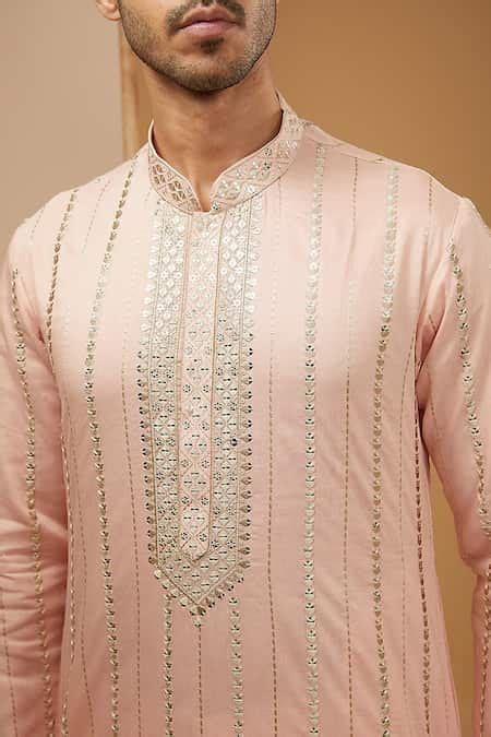 Buy Peach Cotton, Silk Mirrors Work Kurta Set For Boys by Rng Safawala ...