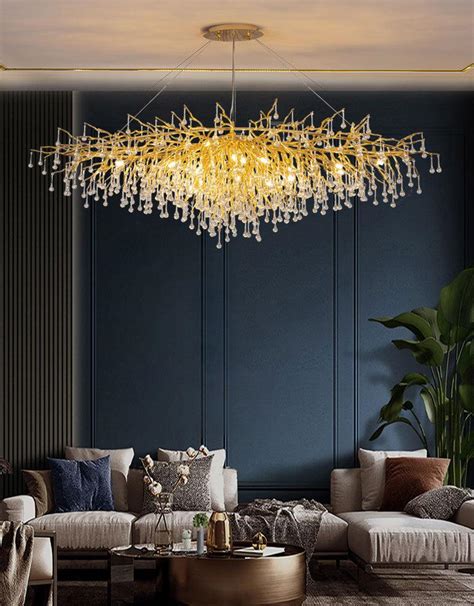 Home › 1800MM LONG GOLDEN WATERDROP CRYSTAL CHANDELIER CEILING LIGHTS ...
