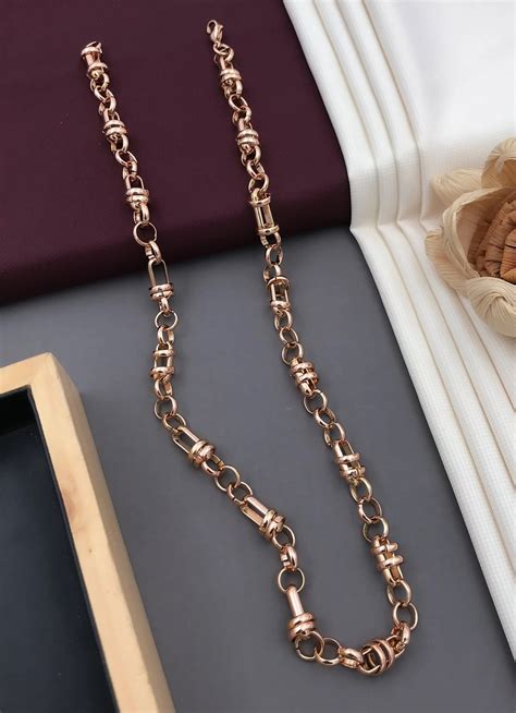 Rose Gold Men's Chain 925 Sterling Silver Handmade Chain - Etsy