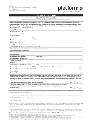 Fillable Online CERTIFICATE OF TITLE - bplatformcoukb Fax Email Print ...