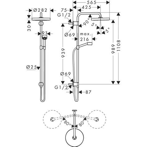 BIM objects - Free download! AXOR One Showerpipe 280 1jet for concealed ...