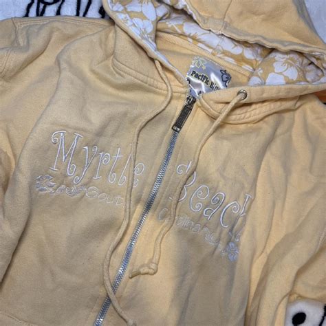 Pacific Blue Yellow Myrtle Beach zip-up hoodie Size... | Depop
