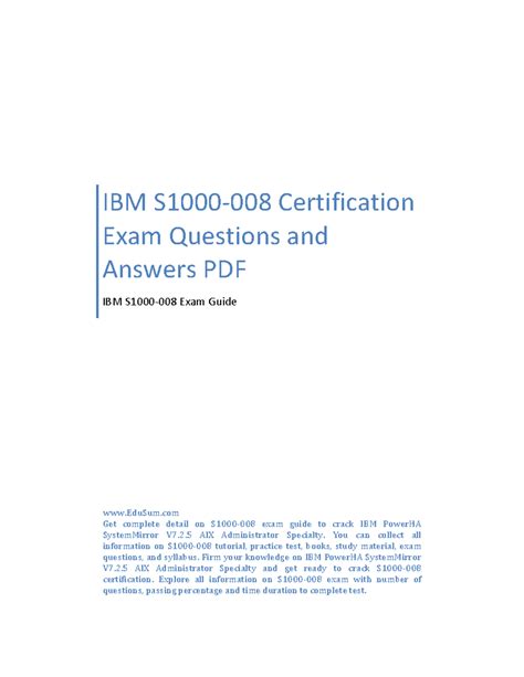 IBM S1000-008 Certification Exam Questions and Answers PDF - IBM S1000 ...