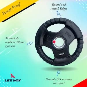 Leeway Rubber Coated Weight Plate 100 Kg Home Gym Set with 5ft Plain ...