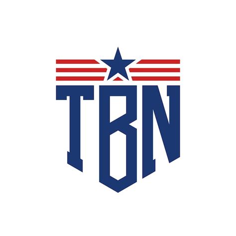 Patriotyczne logo TBN z gwiazdą i amerykańską flagą, litery TBN z flagą ...