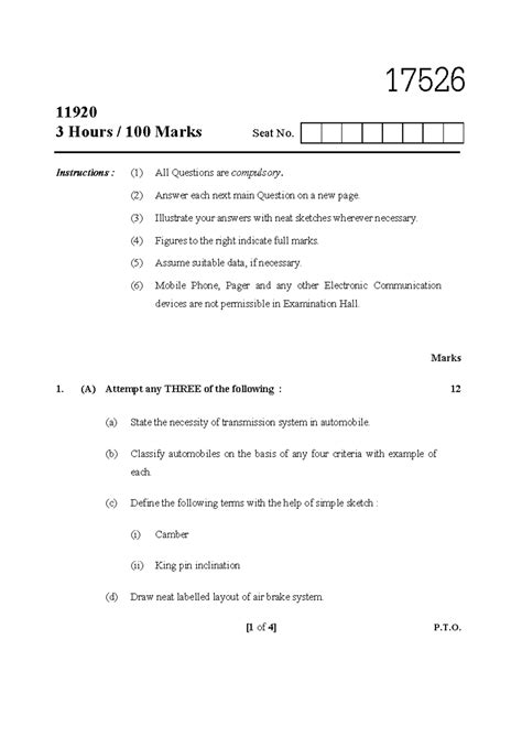 17526 - Automobile Engineering Exam Notes with Sketches and Diagrams ...