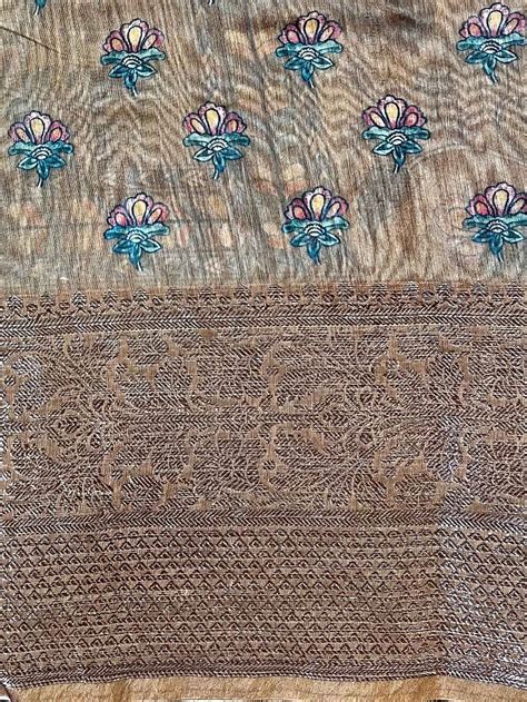 Banarasee Handloom Chanderi Digital Print Saree With Antique Zari Desi