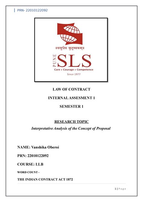 Contract assignment - analysis - LAW OF CONTRACT INTERNAL ASSESMENT 1 ...
