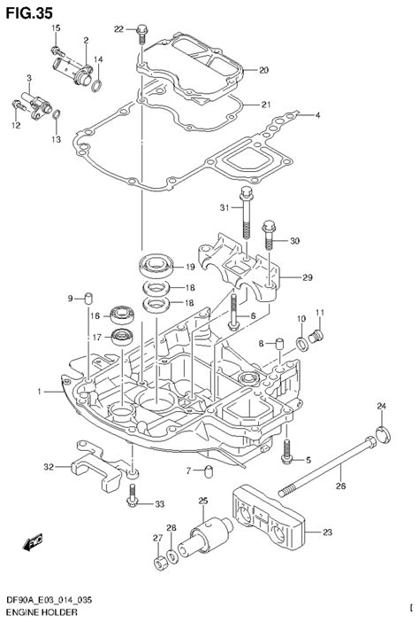 Suzuki DF80A, DF90A Section 35 ENGINE HOLDER Parts Diagram