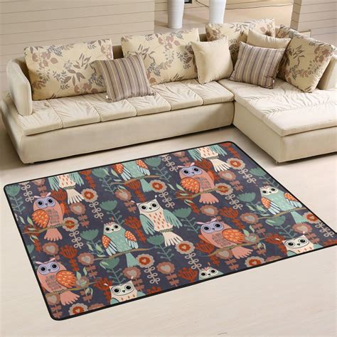 GZHJMY Vintage Floral Owl Non Slip Area Rug for Living Dinning Room ...