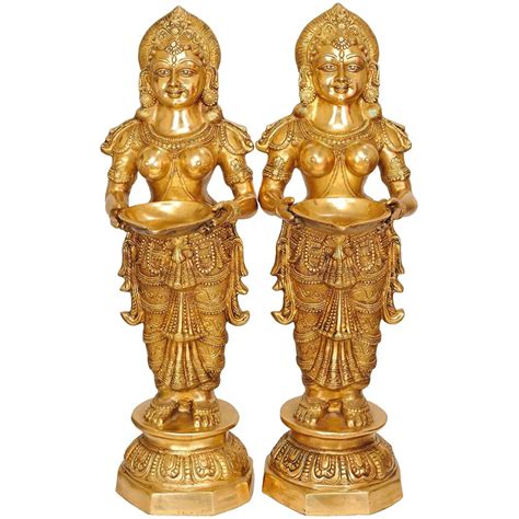Brass Pair of 36 Inch Deepalakshmi Statues – ArtyCraftz