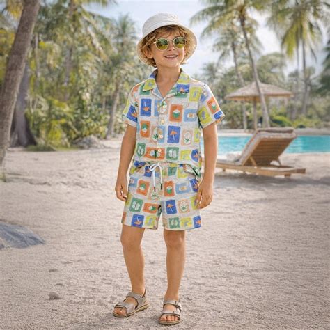 Mi Arcus - 2Pc Blended Woven Shirt & Shorts Set - Shirt & Shorts Set