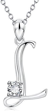 Buy YFN Women's Initial Necklace Sterling Silver Letter L Alphabet ...