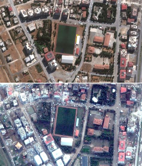 土耳其强震：地震前后卫星对比图像显示许多高层建筑物倒塌_快看_澎湃新闻-The Paper
