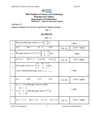 Unit 1 - Material - UNIT 1 NOTES - Calculus And Linear Algebra - Studocu