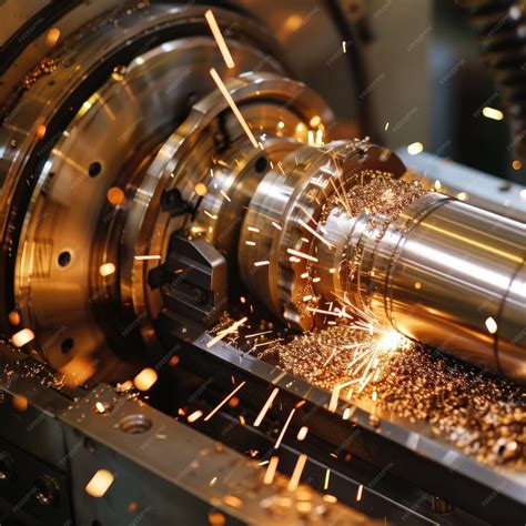 Premium Photo | Closeup of a metalworking CNC lathe milling machine ...