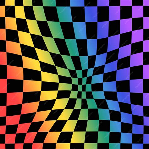 Premium Vector | Psychedelic checkerboard rainbow