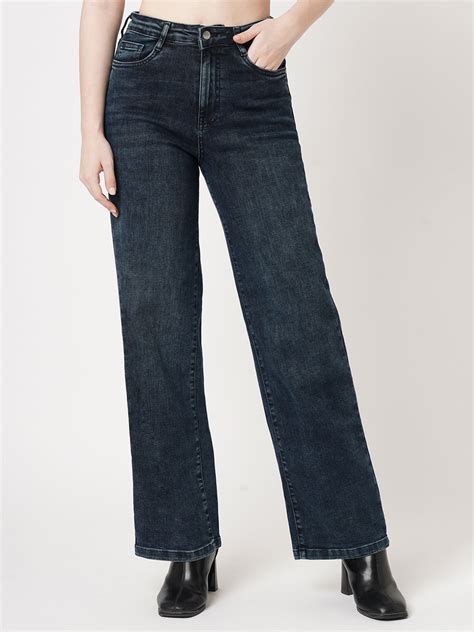 Buy Women Autumn Blue High-Rise Wide Leg Jeans | Kraus Jeans