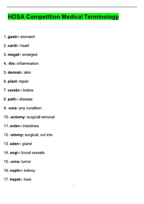 HOSA Competition Medical Terminology Exam (2025 / 2026 Update ...