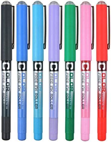 Aimeio 7 Assorted Color Gel Ink Pen Set Free-Ink-Roller 0.38mm Colored ...
