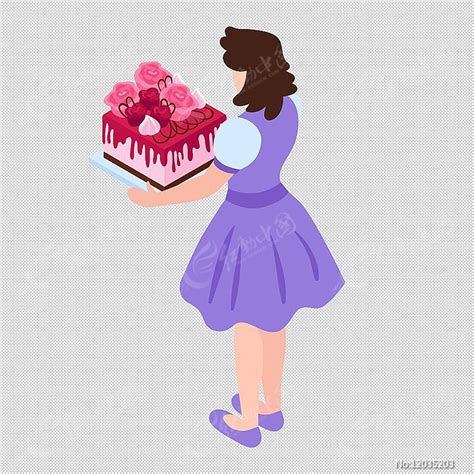 女人背影方形生日蛋糕图片_节日元素_编号12035203_红动中国