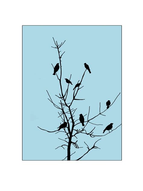 Birds in Tree Drawing- Digital Download - Etsy