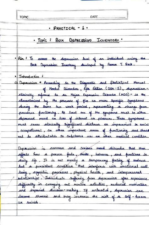 Beck Depression Inventory (BDI) Practical Study Overview - Studocu