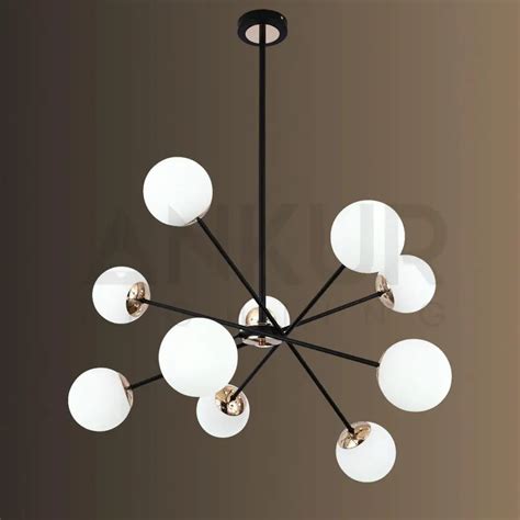 ANKUR HYDRON 10 LIGHT METAL AND MILKY GLOBE CHANDELIER at the lowest ...
