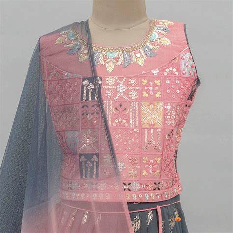 Buy Peach Girls Lehenga Choli – Mumkins
