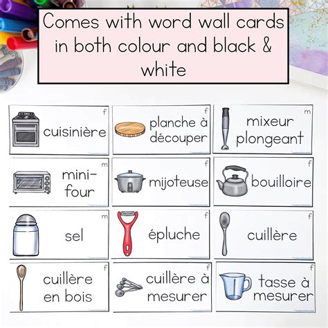 French Cooking Vocabulary | French Word Wall Cards and Personal ...