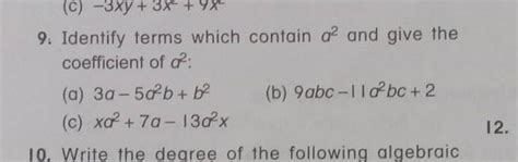 identify terms which contains a2 and give the coefficient of a2 ...