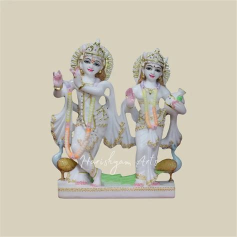 12" designer white Marble Radha Krishna statue