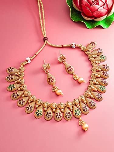 Buy The Luxor Exclusive Traditional Antique Gold Plated Kempu Stone ...