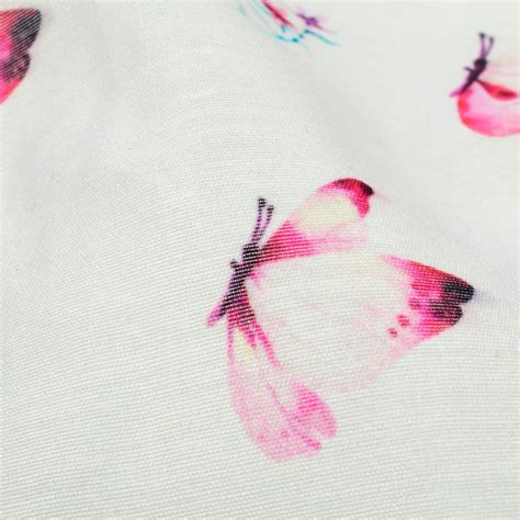 White And Pink Butterfly Pattern Digital Print Chanderi Fabric – Fabcurate