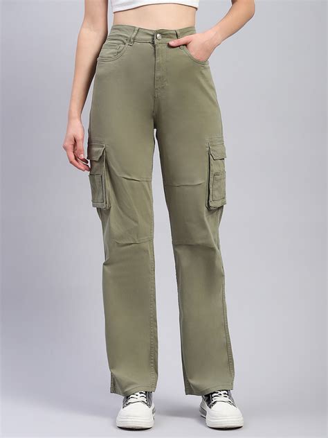 Buy Women Olive Solid Cargo Cargo Online in India - Monte Carlo