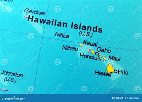 Geographical Map Location of Hawaiian Islands in Close Up Stock Photo ...