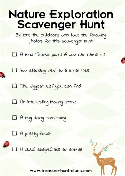 Outside Scavenger Hunt Clues Printable