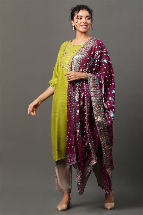 Buy Purple Ikkat Printed Dupatta Online for Woman | Shop for Aurelia