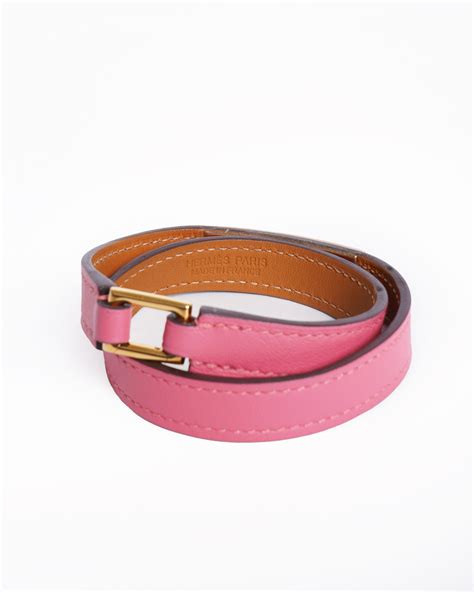 New Authentic Pre-loved My Almari | Hermès Rivale Double Tour Pink Bracelet