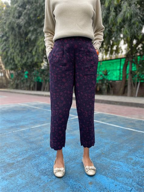 Buy Cotton scallop pants for women | Straight pants for women ...
