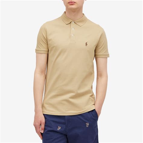 Polo Ralph Lauren Textured Mesh Polo Shirt Coastal Beige | END. (GB)