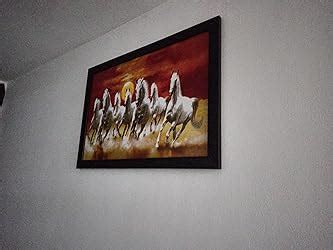 SAF UV Textured 7 Running Horses Vastu Framed Painting (35 cm X 50 cm X ...