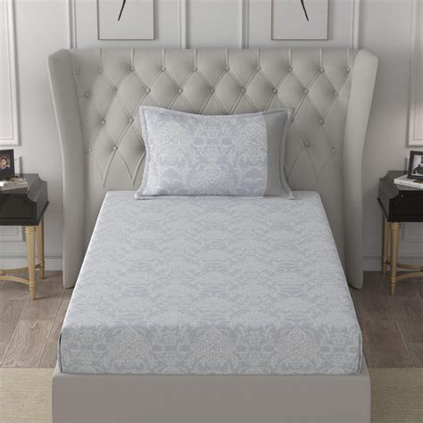Buy MASPAR Exotic Bouquet White and Blue Printed Cotton Single Bedsheet ...