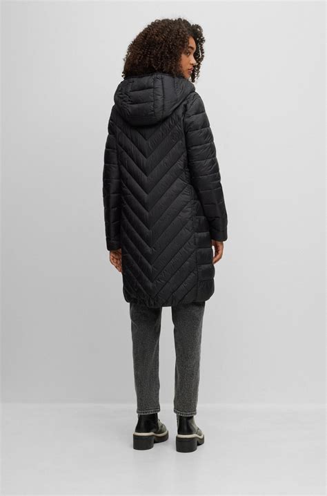 BOSS - Water-repellent quilted jacket with tonal logo - Black